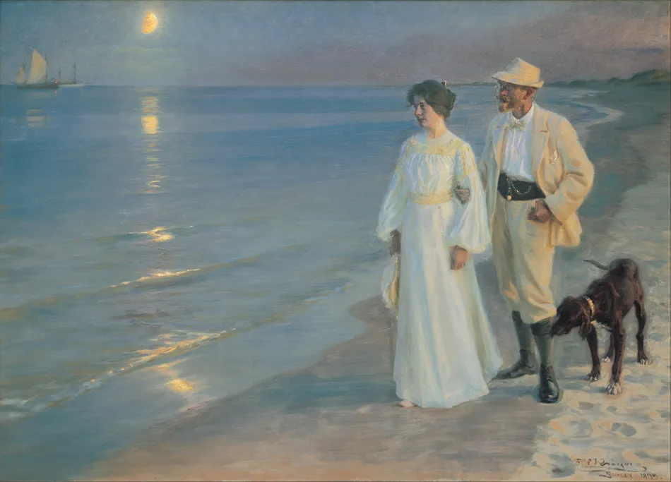 Summer evening on the beach at Skagen. The painter and his wife (1899) by Peder Severin Krøyer